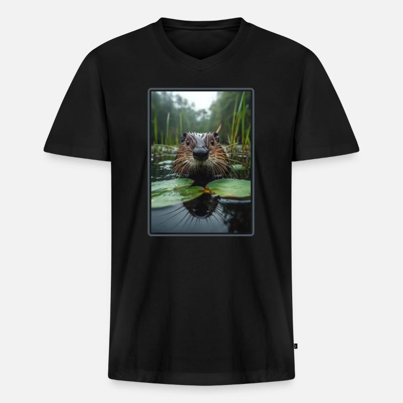 Bisamratten Bisamratte - Männer Premium Bio T-Shirt mit V-Ausschnitt - Schwarz