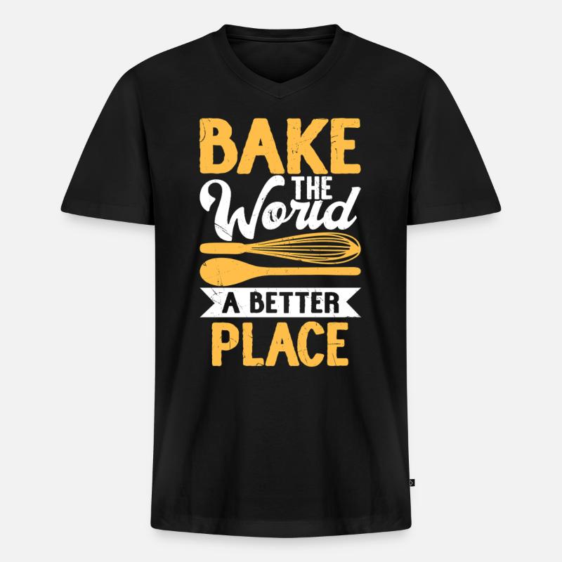 Backen - Männer Premium Bio T-Shirt mit V-Ausschnitt - Schwarz