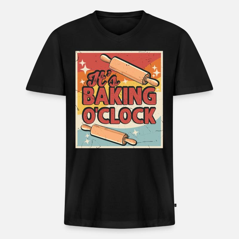 Backen Bäcker Bäckerei - Männer Premium Bio T-Shirt mit V-Ausschnitt - Schwarz