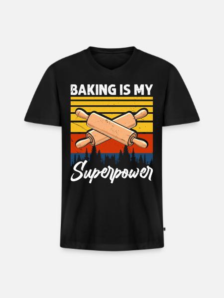 Baking Baker Bakery - Men's Premium Organic T-shirt with V-neck - black