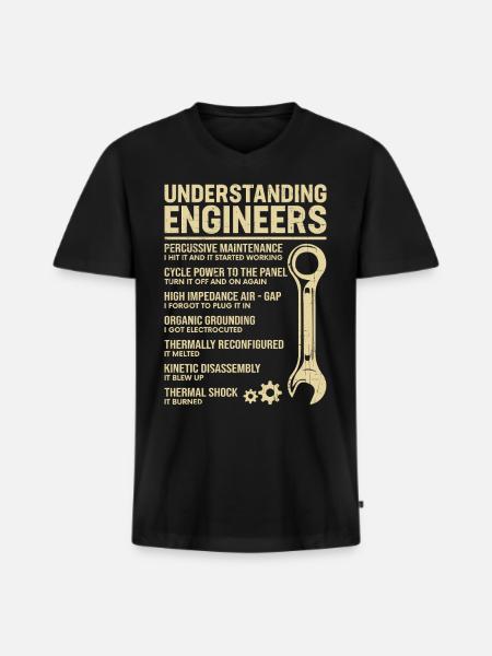 UNDERSTANDING ENGINEERS - Men's Premium Organic T-shirt with V-neck - black