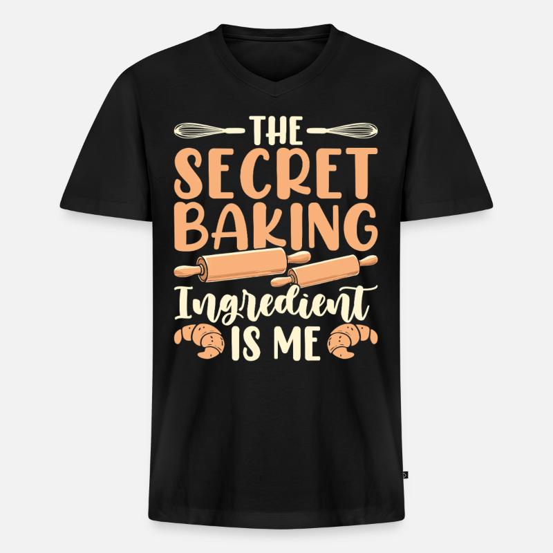 Backen Bäcker Bäckerei - Männer Premium Bio T-Shirt mit V-Ausschnitt - Schwarz