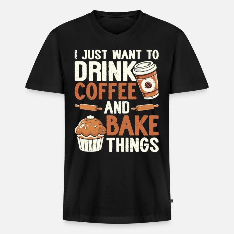 Backen Bäcker Bäckerei - Männer Premium Bio T-Shirt mit V-Ausschnitt - Schwarz