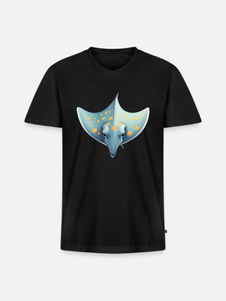 Ray Ocean Motif Sea Lover - Men's Premium Organic T-shirt with V-neck - black