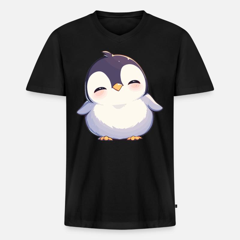 Pinguine Pinguin - Männer Premium Bio T-Shirt mit V-Ausschnitt - Schwarz