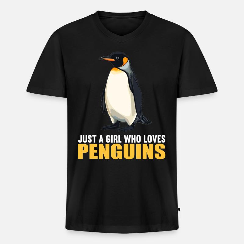 Pinguine Pinguin - Männer Premium Bio T-Shirt mit V-Ausschnitt - Schwarz