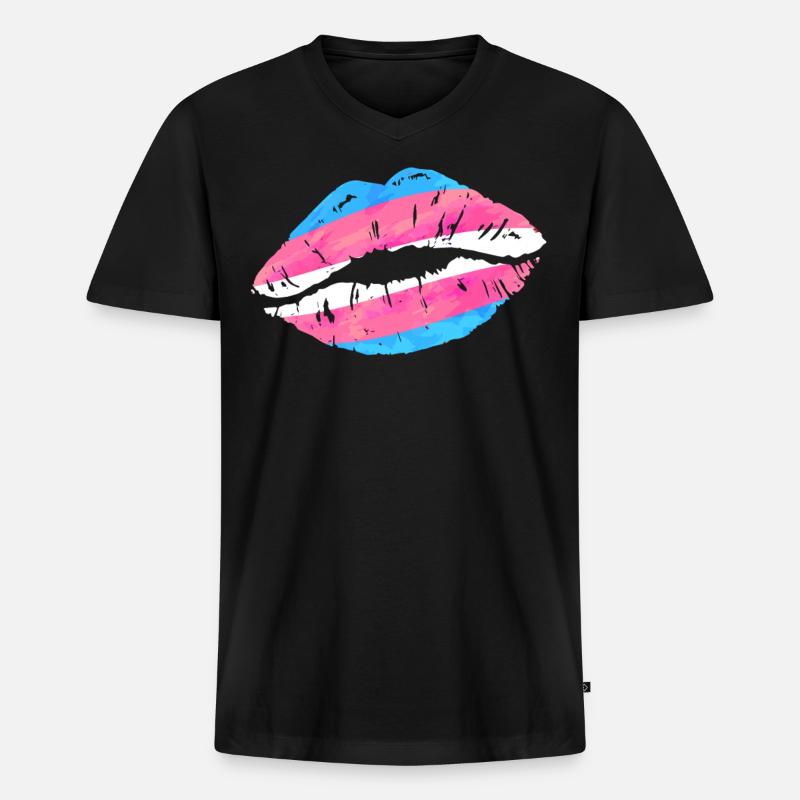 Transgender Trans LGBT Pride - Männer Premium Bio T-Shirt mit V-Ausschnitt - Schwarz