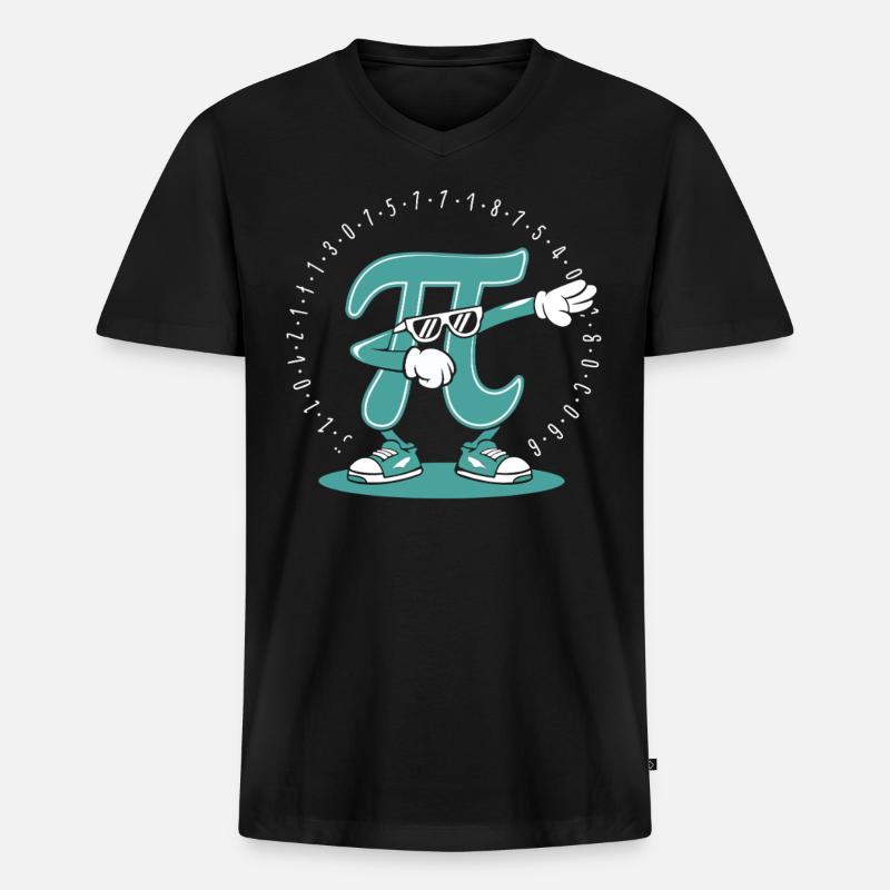 Pi Mathe - Männer Premium Bio T-Shirt mit V-Ausschnitt - Schwarz
