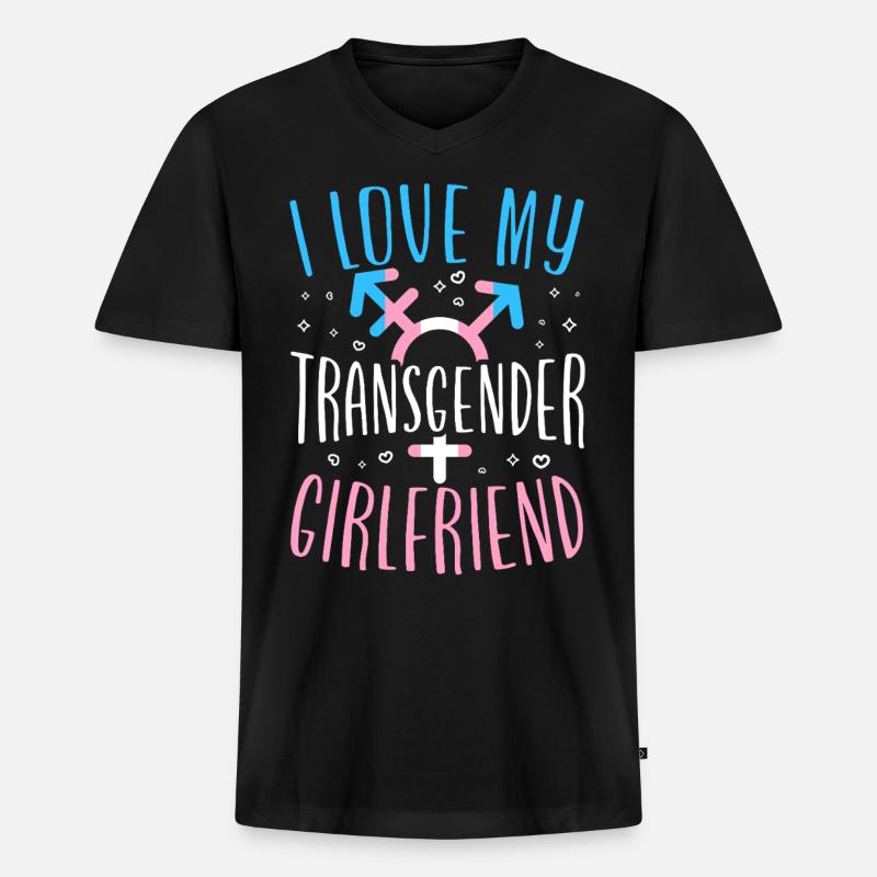 Transgender Trans LGBT Pride - Männer Premium Bio T-Shirt mit V-Ausschnitt - Schwarz