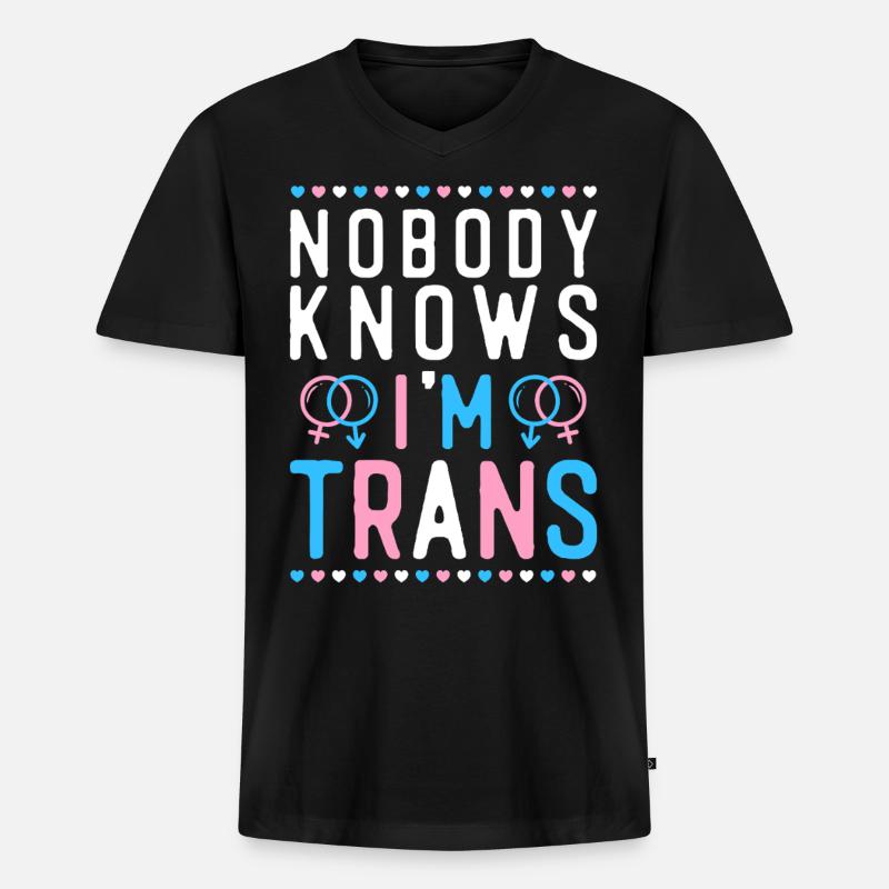 Transgender Trans LGBT Pride - Männer Premium Bio T-Shirt mit V-Ausschnitt - Schwarz