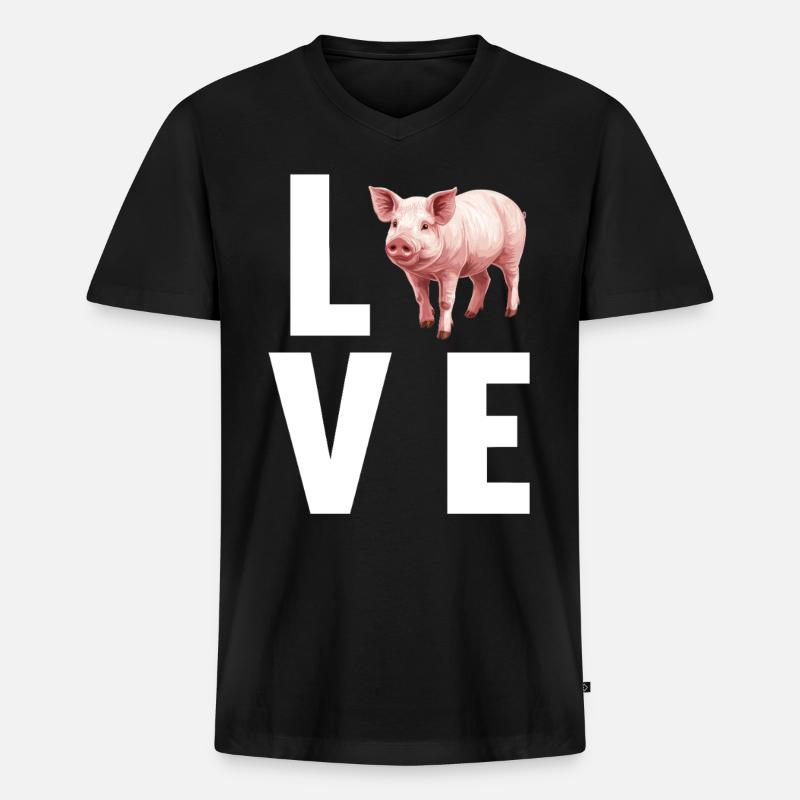 Schweine Schwein - Männer Premium Bio T-Shirt mit V-Ausschnitt - Schwarz