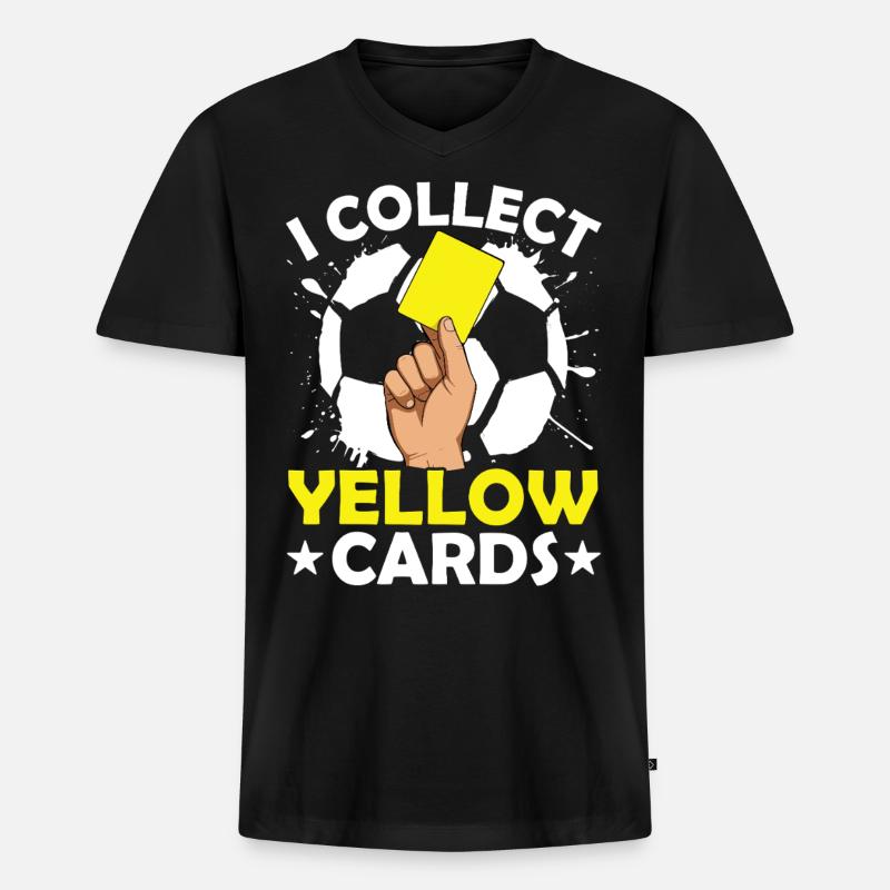 Fußball - Männer Premium Bio T-Shirt mit V-Ausschnitt - Schwarz