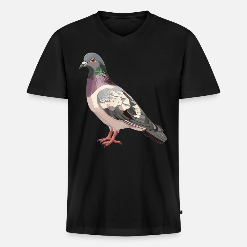 Tauben Taube - Männer Premium Bio T-Shirt mit V-Ausschnitt - Schwarz