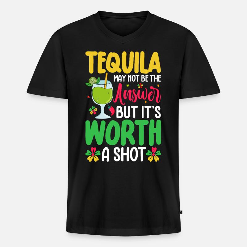 Tequila - Männer Premium Bio T-Shirt mit V-Ausschnitt - Schwarz