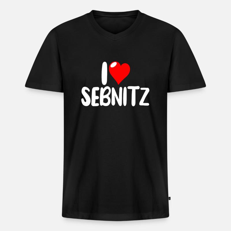 Sebnitz - Männer Premium Bio T-Shirt mit V-Ausschnitt - Schwarz