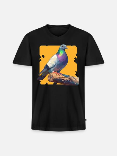 Tauben Taube - Männer Premium Bio T-Shirt mit V-Ausschnitt - Schwarz