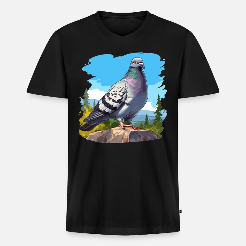 Tauben Taube - Männer Premium Bio T-Shirt mit V-Ausschnitt - Schwarz