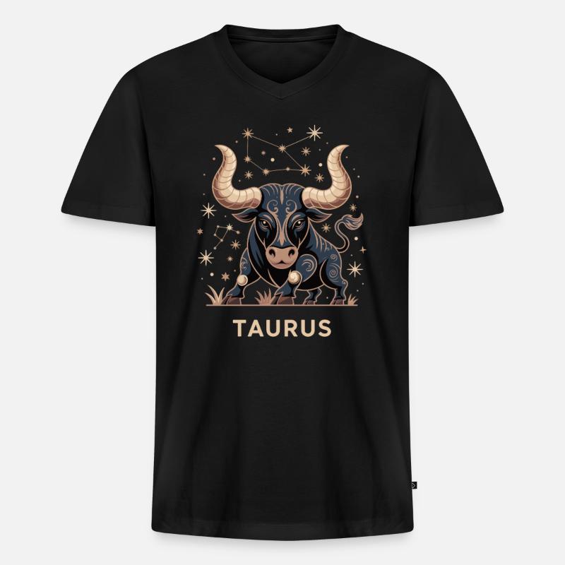 Sternzeichen Stier - Männer Premium Bio T-Shirt mit V-Ausschnitt - Schwarz