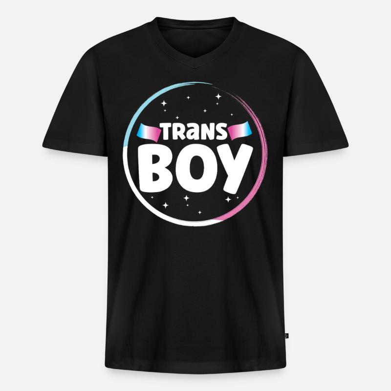 Transgender Trans LGBT Pride - Männer Premium Bio T-Shirt mit V-Ausschnitt - Schwarz