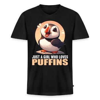 Papageientaucher - Männer Premium Bio T-Shirt mit V-Ausschnitt - Schwarz - Vorne - Nico (187cm)