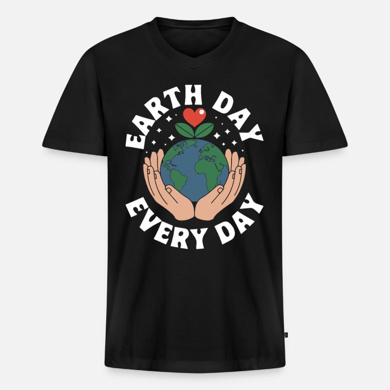 Earth Day - Männer Premium Bio T-Shirt mit V-Ausschnitt - Schwarz