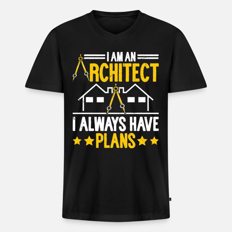 Architekt - Männer Premium Bio T-Shirt mit V-Ausschnitt - Schwarz