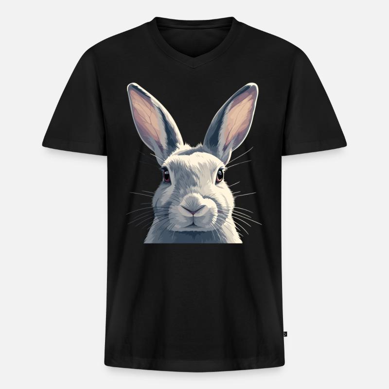 Hasen Hase - Männer Premium Bio T-Shirt mit V-Ausschnitt - Schwarz