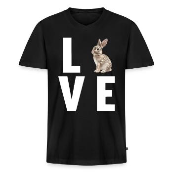 Hasen Hase - Männer Premium Bio T-Shirt mit V-Ausschnitt - Schwarz - Vorne - Nico (187cm)