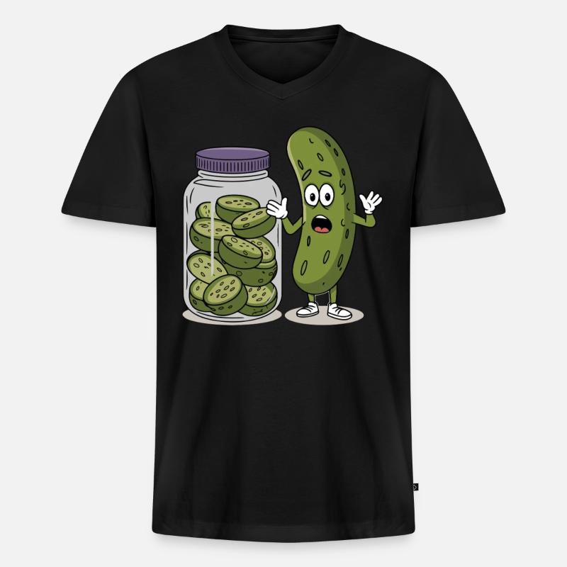 Gurke - Männer Premium Bio T-Shirt mit V-Ausschnitt - Schwarz