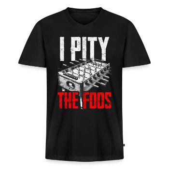 Joueurs de baby-foot et joueurs de baby-foot - T-shirt encolure en V Premium bio Homme - noir - Devant - Nico (187cm)