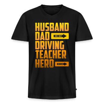 Driving School Driving Instructor - Men's Premium Organic T-shirt with V-neck - black - Front - Nico (187cm)