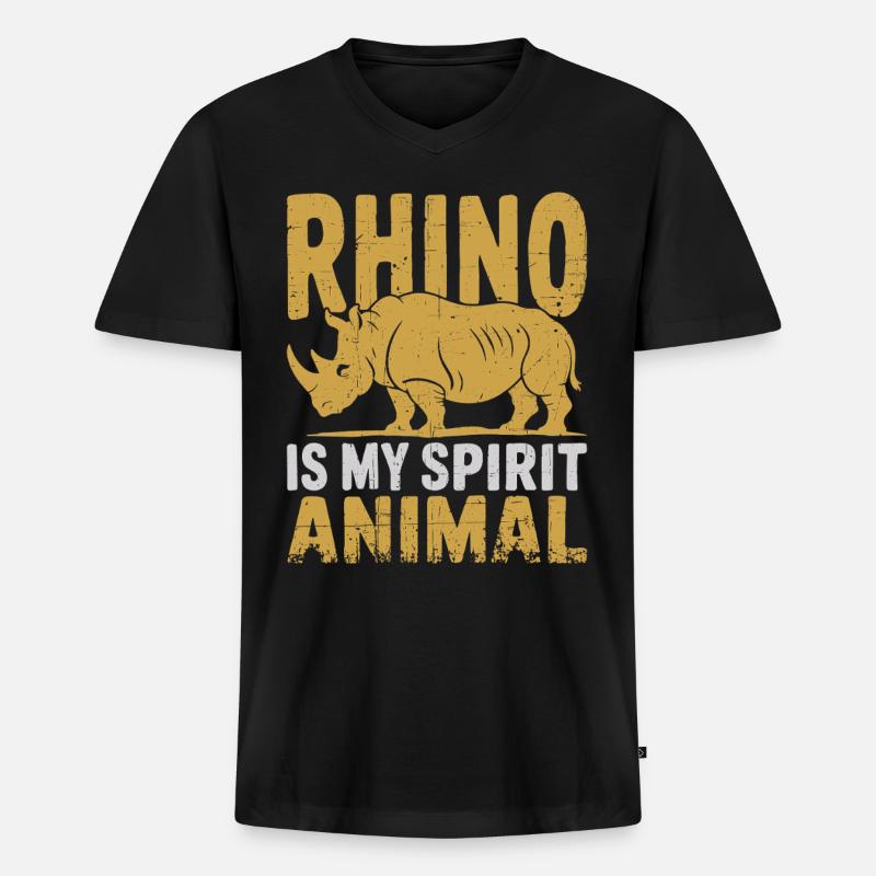 Nashorn - Männer Premium Bio T-Shirt mit V-Ausschnitt - Schwarz