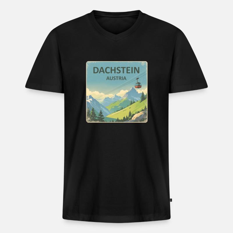 Dachstein - Männer Premium Bio T-Shirt mit V-Ausschnitt - Schwarz