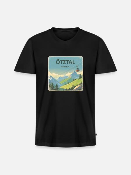 Oetztal - Männer Premium Bio T-Shirt mit V-Ausschnitt - Schwarz