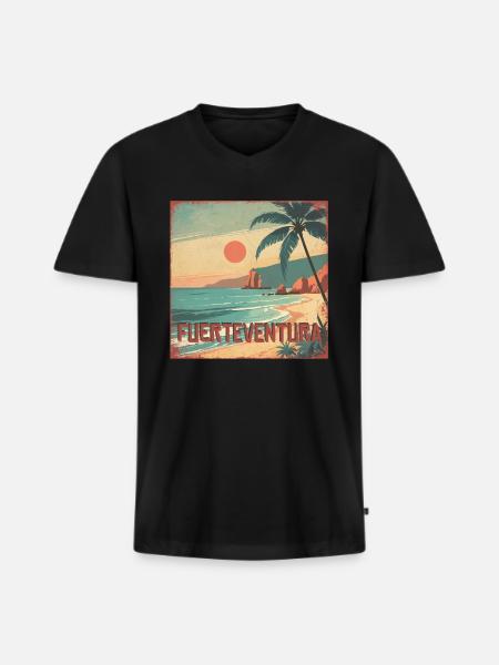 Fuerteventura - Men's Premium Organic T-shirt with V-neck - black
