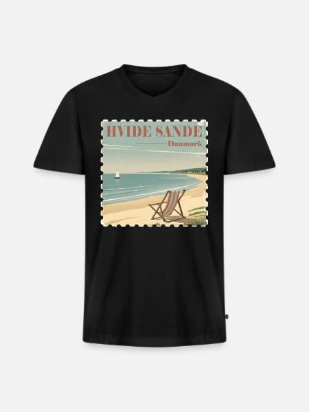 Hvide Sande, Denmark - Men's Premium Organic T-shirt with V-neck - black