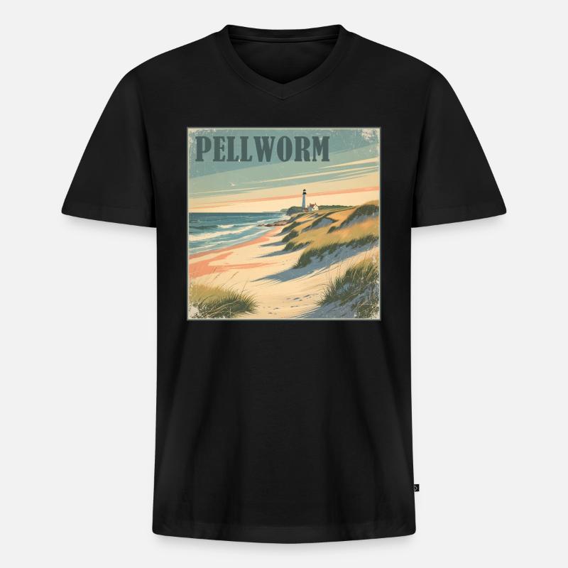 Pellworm Nordsee Strand - Männer Premium Bio T-Shirt mit V-Ausschnitt - Schwarz