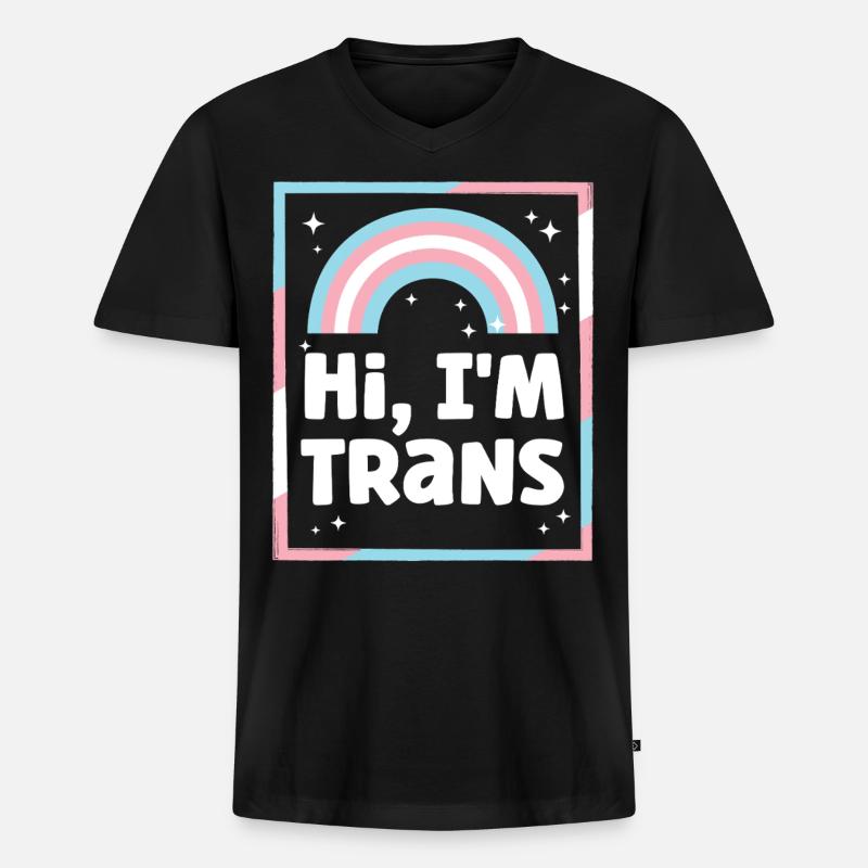 Transgender Trans LGBT Pride - Männer Premium Bio T-Shirt mit V-Ausschnitt - Schwarz