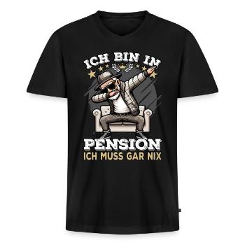 Pension Pensionierung Mann Ich bin in Pension - Männer Premium Bio T-Shirt mit V-Ausschnitt - Schwarz - Vorne - Nico (187cm)