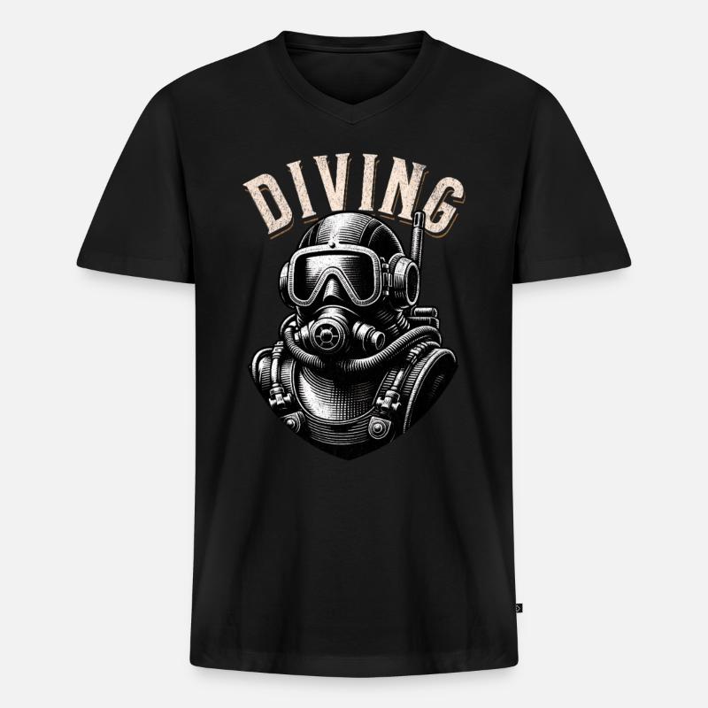 Diving - Männer Premium Bio T-Shirt mit V-Ausschnitt - Schwarz