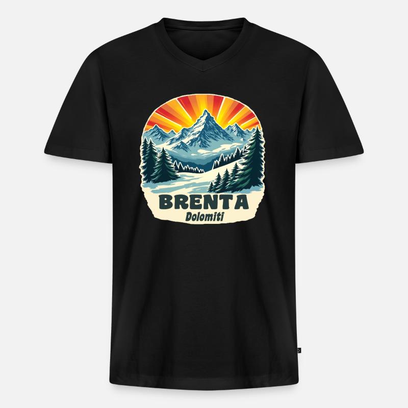 Brenta Dolomiten - Männer Premium Bio T-Shirt mit V-Ausschnitt - Schwarz