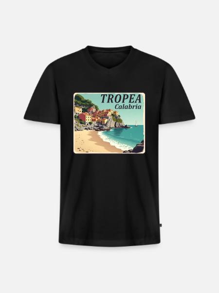 Tropea Calabria - Men's Premium Organic T-shirt with V-neck - black