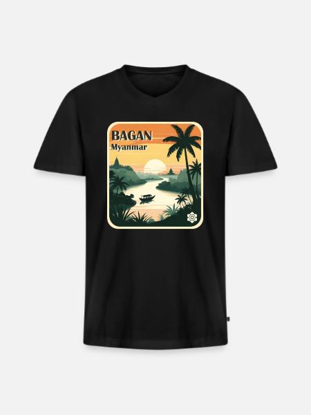 Bagan, Myanmar - Men's Premium Organic T-shirt with V-neck - black