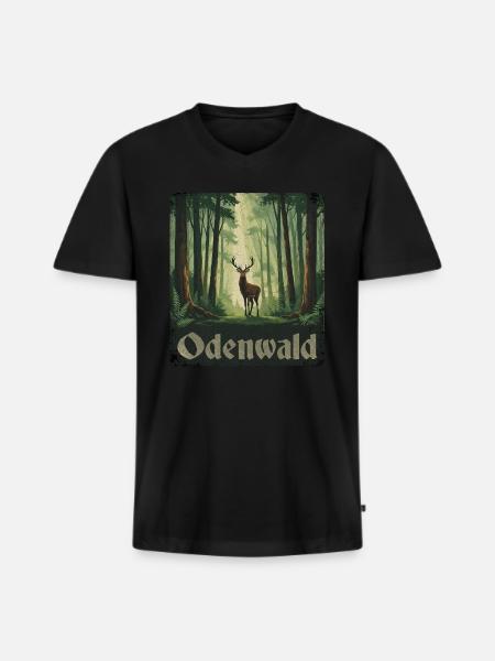 Odenwald - Männer Premium Bio T-Shirt mit V-Ausschnitt - Schwarz