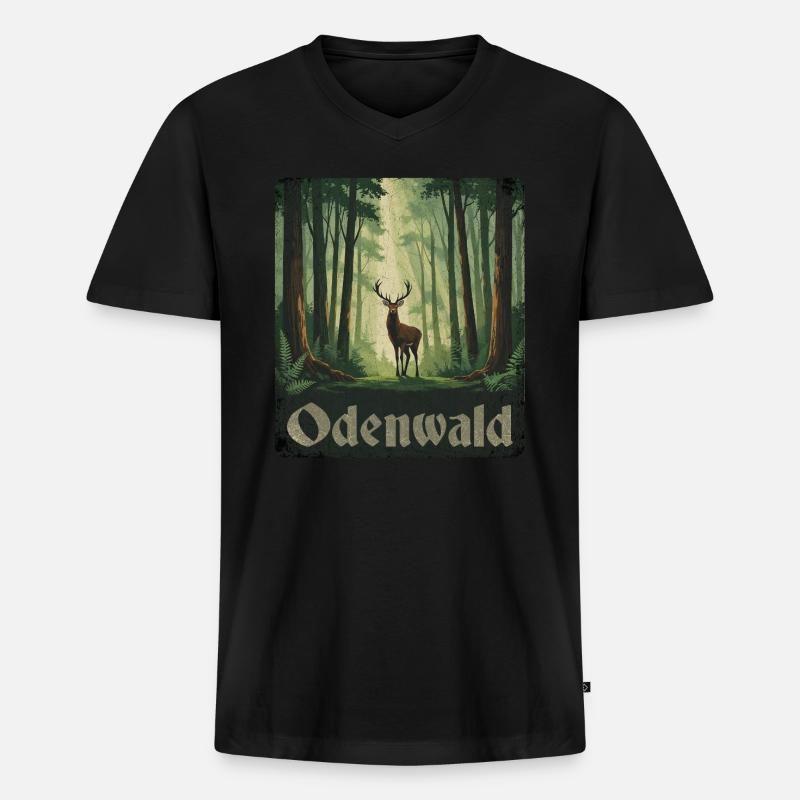 Odenwald - Männer Premium Bio T-Shirt mit V-Ausschnitt - Schwarz