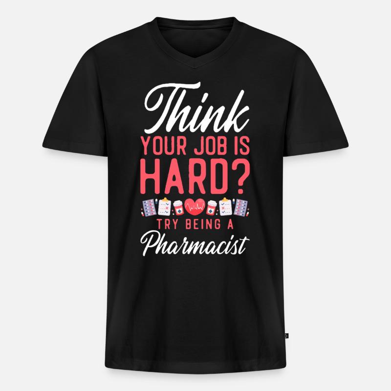 Pharmacy Tech Technician - Männer Premium Bio T-Shirt mit V-Ausschnitt - Schwarz