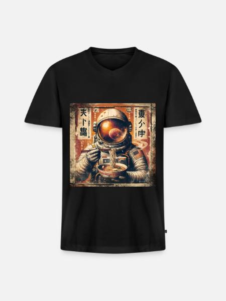Astronaut Ramen - Men's Premium Organic T-shirt with V-neck - black
