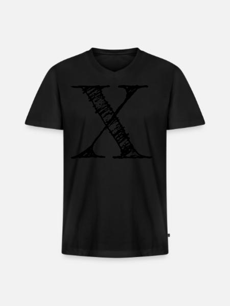 Letter X Hatched - Men's Premium Organic T-shirt with V-neck - black
