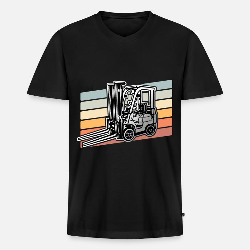 Gabelstapler Stapler - Männer Premium Bio T-Shirt mit V-Ausschnitt - Schwarz