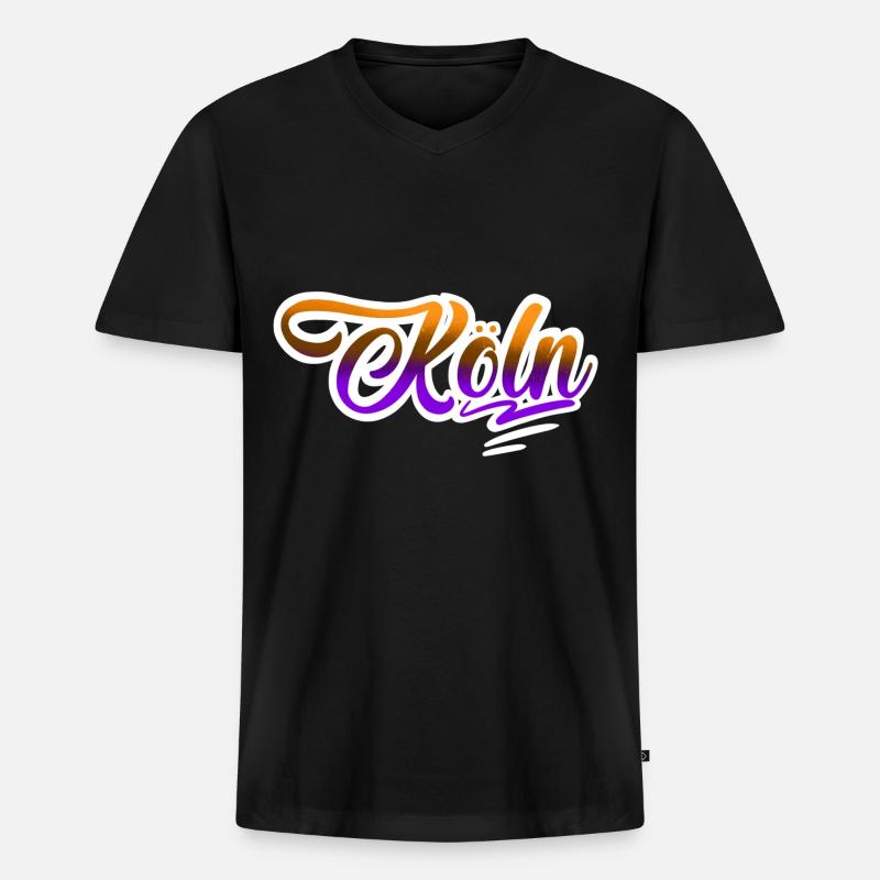 Köln - Männer Premium Bio T-Shirt mit V-Ausschnitt - Schwarz